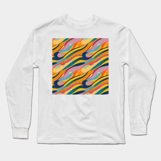 Geometric pattern of curved seamless stripes Long Sleeve T-Shirt